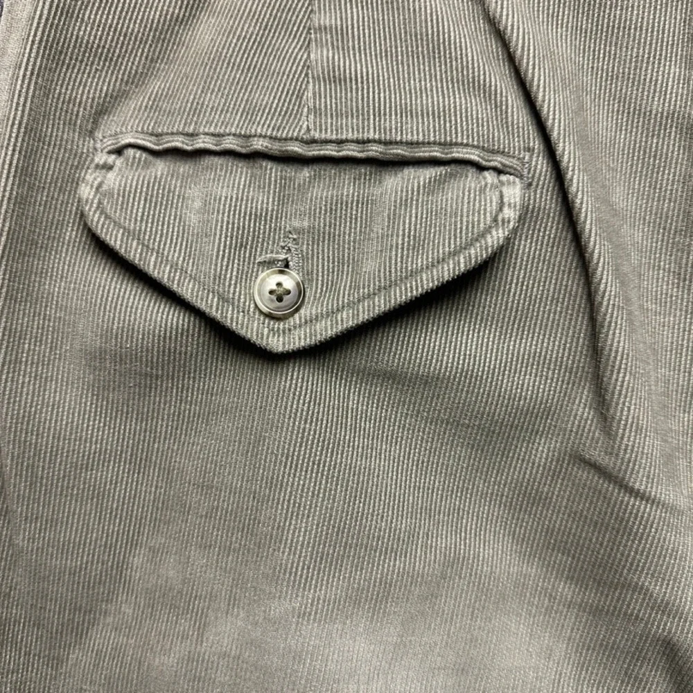 Lands End Mens 40 Corduroy Pants Pleated Cuffed Sage Green Made in USA Vintage